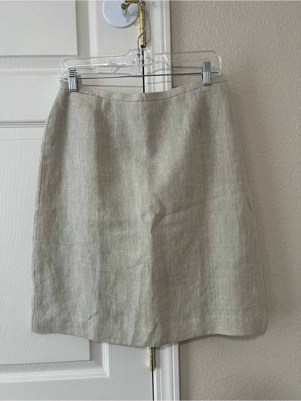 Talbots Vintage Irish Linen Beige A-Line Midi Skirt Size 10